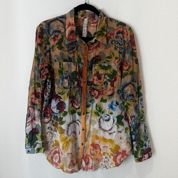 Aratta Silent Journey Women's Medium Floral Multi Color Trim Velvet Bohemian - Picture 1 of 7